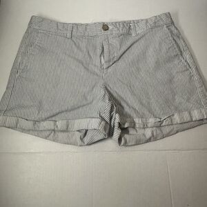 GAP Pinstripe Cuffed Girlfriend Shorts White Pinstripe Retro Preppy Size 12
